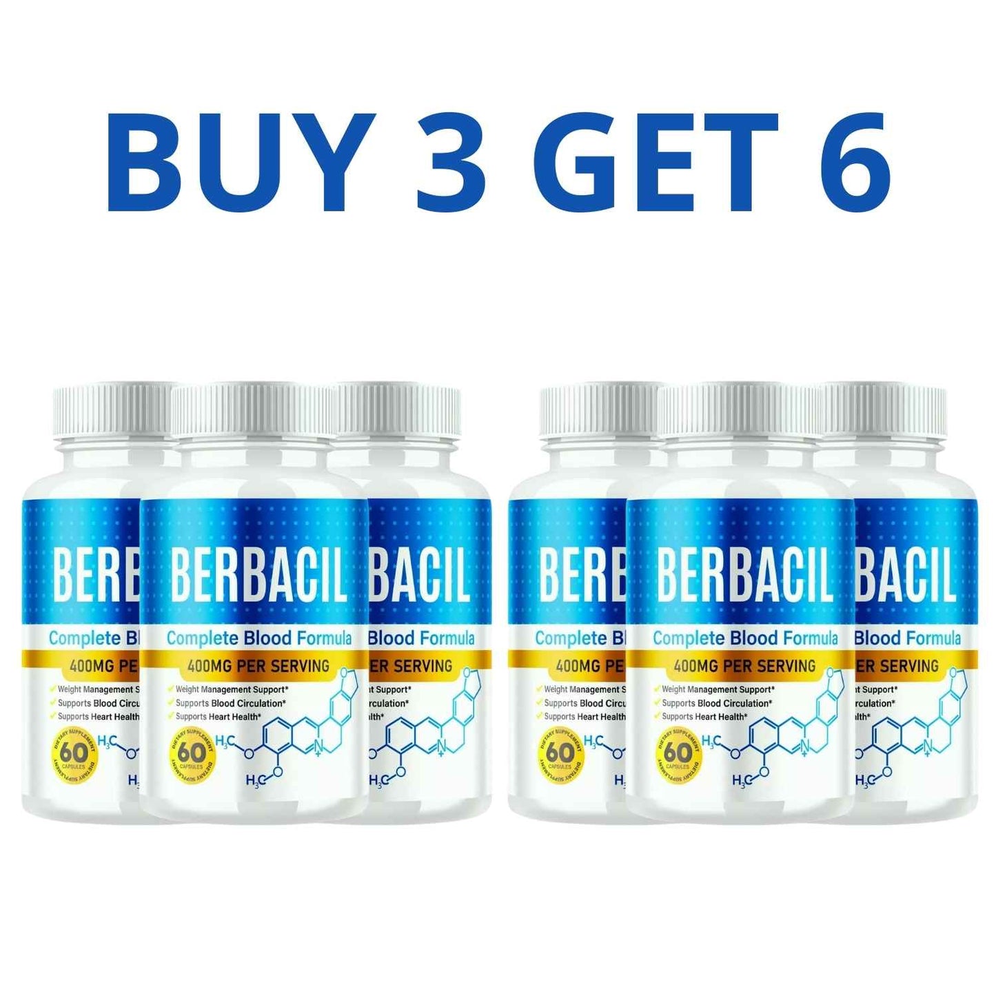 Berbacil 60 Capsules - Health And Well-Being + Free Shipping